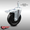 Service Caster 5 Inch SS Hard Rubber Swivel 3/8 Inch Threaded Stem Caster with Total Lock Brake SCC-SSTSTTL20S514-HRS-381615